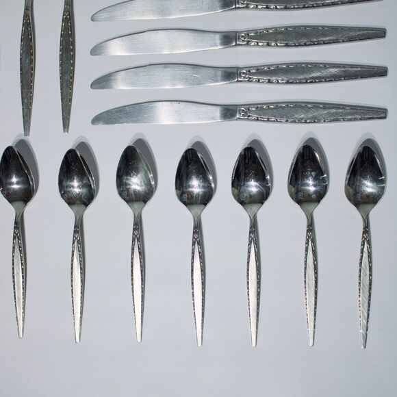 Vintage Mid Century Community Oneida Venetia Stainless Steel Flatware 46 Pieces - Picture 4 of 12